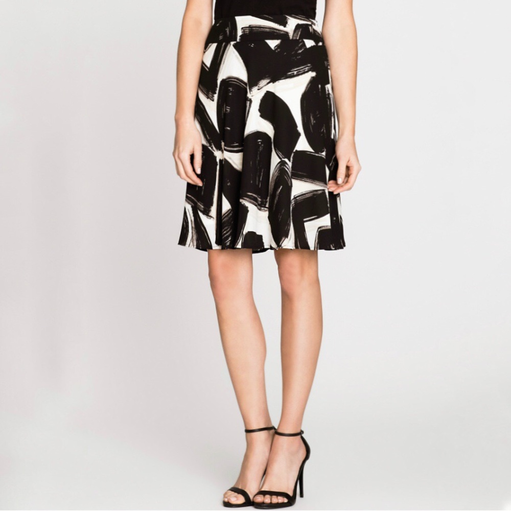 NIC+ZOE Nightfall Black and Cream A-Line Skirt Size 8